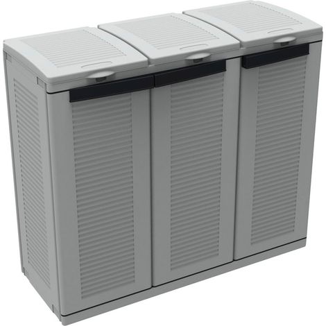 Armadio Per Raccolta Differenziata 102x39x88,7 cm 3 Ante in Polipropilene Ecocab Grigio