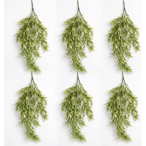 Pack of 6 x 80cm Italian Ruscus Hanging Plant with Realistic Foliage - Light Green (1/5)