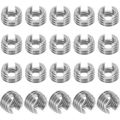 Insert Fileté Auto-Taraudeurs, 20 Pcs M8 x M12 x 7mm Acier Inoxydable 303 Filetage Adaptateur Réducteur Vis à Fente Inserts de Réparation Écrous Manchon (1/5)