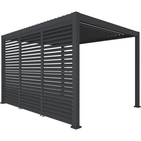 Louvered pergola 4x3m and 3 adjustable slat louvers 130cm anthracite - Triomphe