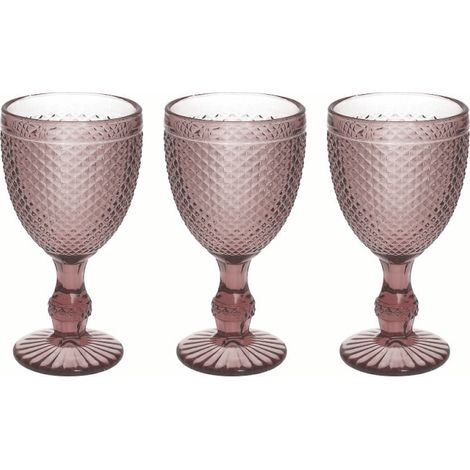 Set aus 3 Zyklamenkelchen. CC280 Diamant-Zyklamen-Rosa-Glas