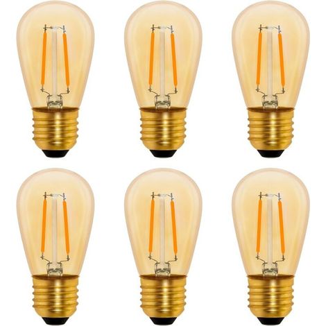 S14 Ampoule LED à Filament Vintage E27, 1W Amber Edison Remplacement 10W Incandescence, Non Dimmable, Blanc Chaud 2200K, AC 220V, Lot de 6 (1/5)