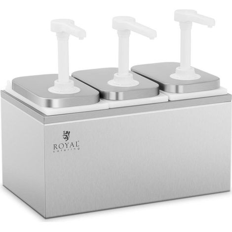 Distributore di salse con 3 contenitori a pompa 3 x 2 litri acciaio inox 140001420