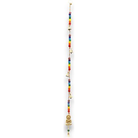 Campanas Indias - Buda de latÃ³n con cuentas de chakra Campanas de cuerda - 53cm