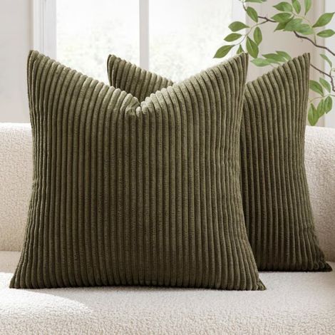 Lot de 2 Housses de Coussin 40x40 cm, Velours Côtelé Doux, Fermeture Éclair Cachée, Granules Décoratifs, Pour Salon Chambre Canapé (1/5)