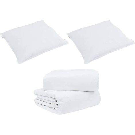 Ensemble de Duvet avec oreiller 3 pcs,Couette Blanc Plume de canard CFW43872 (1/5)