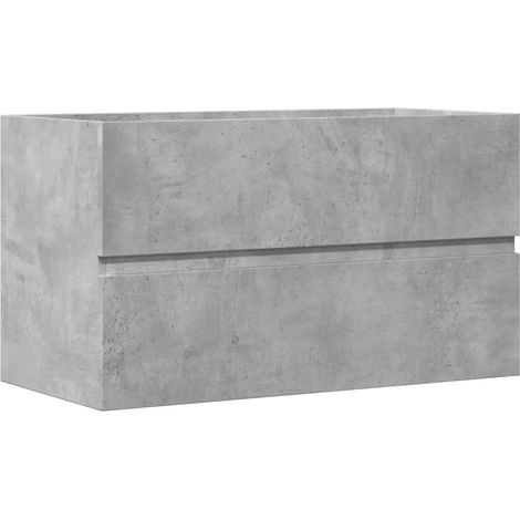 Armoire d'évier murale moderne rangement spacieux 90 x 38 x 45 cm en bois d'ingénierie gris béton (1/5)