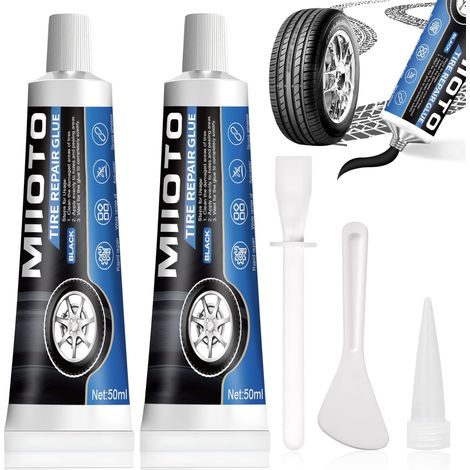 Colle Pneu Voiture, Colle Meche Pneu, Colle Vulcanisante Pneu, Kit Reparation Pneu Voiture, les Fissures, Trous et le Pelage de Divers Caoutchoucs de Pneus - 100ml (1/5)