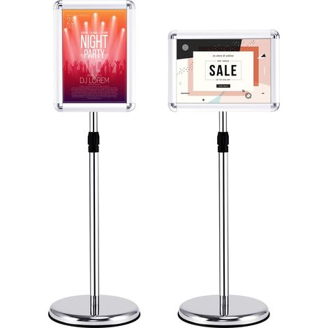 COSTWAY A4 Display Adjustable Poster Stand Advertisement Sign Holder-Silver (1/5)