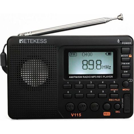 Poste Radio Portable Rechargeable Radio FM AM SWNoir Odipie (1/4)