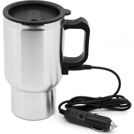 Bouteille isotherme 12V, doublure intérieure en acier inoxydable à double paroi, mug chauffant pour voiture, grande capacité de 450ml, mug chauffant électrique pour voiture. (1/4)