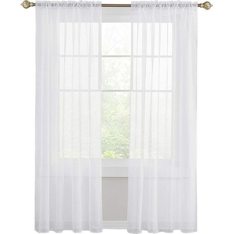 132x243 cm White Eyelet Sheer Curtains Semi-Transparent Interior Curtain for Bedroom Living Room Home (1/5)