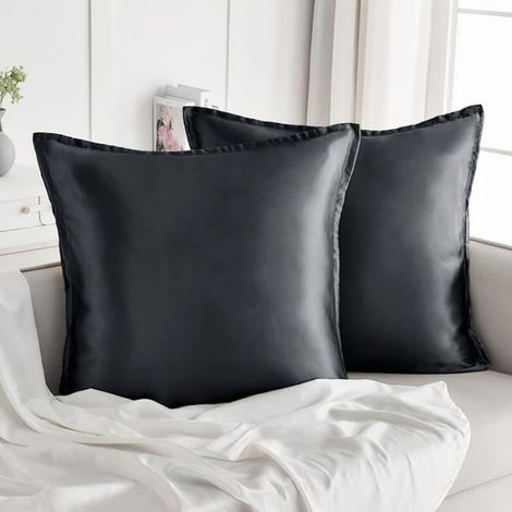 Taie Oreiller Satin 65x65 Lot de 2,pour Cheveux,Similaire Aux Taie d Oreiller en Soie,Housse de Coussin 65x65cm Gris TAIE OREILLER (1/5)