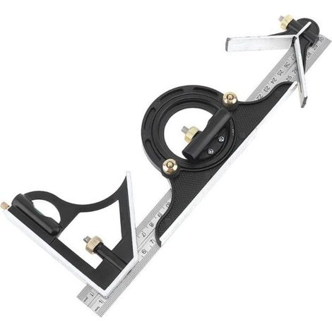 300MM multi-fonction rapporteur combinaison équerre règle en acier inoxydable outil de mesure professionnel charpentier outils (1/4)