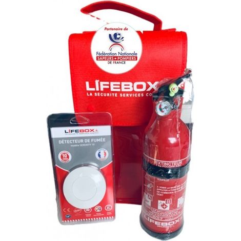 Pack protection incendie – Détecteur de fumée NF 10 ans – Extincteur à poudre 1 kg pour feux classe ABC – Autonomie 10 ans – Lifebox (1/3)