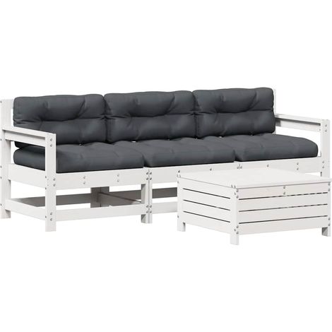 Maison Exclusive - Set Salotto Giardino 4pz con Cuscini Bianco Legno Massello Pino