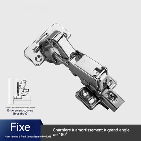 Charnières de porte de placard (lot de deux), en acier laminé à froid, avec amortissement pour une ouverture et une fermeture à grand angle. Adaptées aux armoires et placards, silencieuses et durables (1/5)