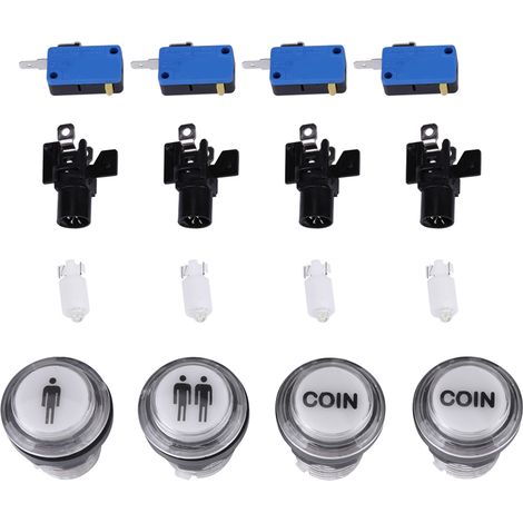 Kit de 4 boutons LED Start et Coin pour Arcade - 1 et 2 joueurs (1/5)