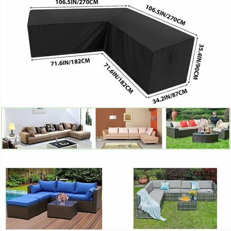 Housse de canapé d'angle de jardin imperméable 420D Oxford housse de meubles de jardin anti-poussière en forme de L housse de canapé d'angle (27027087) (1/4)