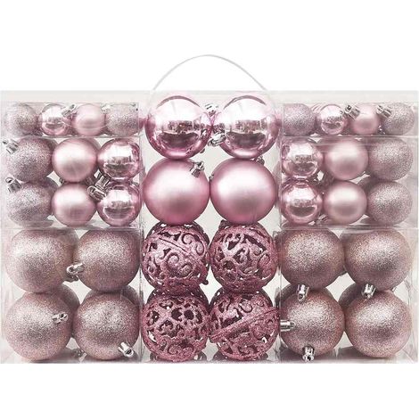 Décoration de Noël 100 pcs - Ensemble de boules de Noël Rose -WYW68846 (1/5)