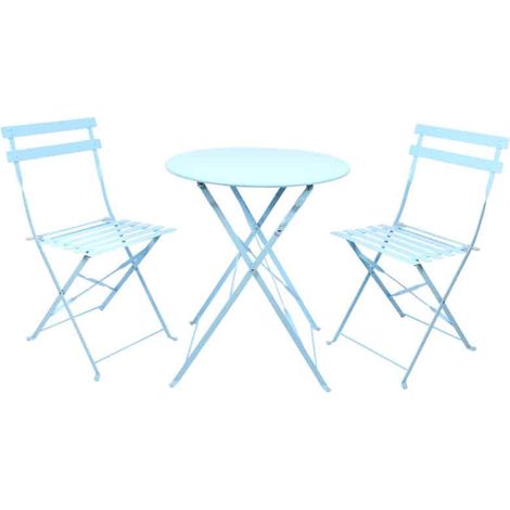 Set table pliante + 2 chaises bleues (1/4)