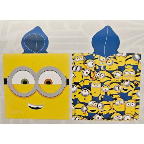 Poncho de toalla de baño infantil MINIONS 110 x 55 cm, funda para vacaciones en la piscina (1/3)