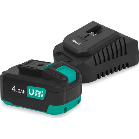 VONROC VPower 20V Kit de Démarrage Batterie 4.0Ah + Chargeur Double Rapide Pour Outils Électroportatifs
