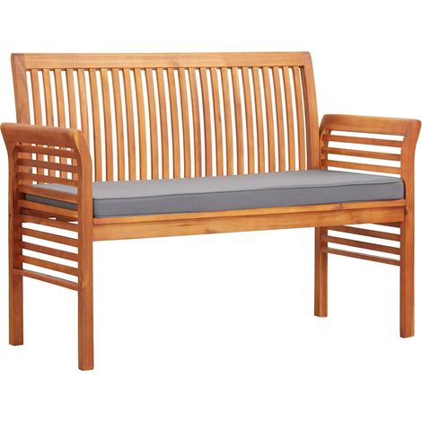 Banc de jardin 2 places Banquette de Jardin - Mobilier de jardin avec coussin 120cm Bois d'acacia massif BV830095 - BonneVie (1/5)