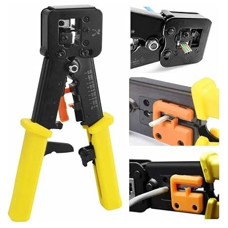 Crimpzange für Netzwerkstecker, professionelle Crimpzange für Netzwerkstecker, Abisolieren und Schneiden von Netzwerksteckern, Telefonkabeln – AquaForge