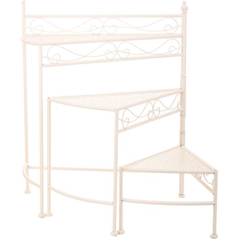 Soporte 3 baldas para macetas de forja blanco 55x30x61