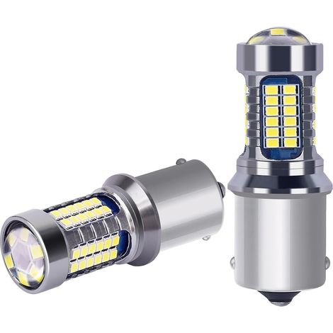P21w LED Bulbs 1156 Ba15s 12V 24V 60SMD Bright White 6000K for Auto Car RV Trucks DRL Daytime Running Lights Backup Rear Fog Lights (Pack of 2) (1/5)
