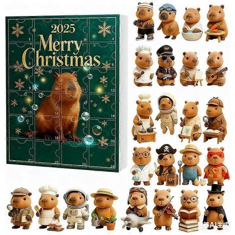 24 décorations de Noël en acrylique 2D représentant de mignons capybaras, calendrier de l'Avent, pendentif capybara à suspendre au sapin - B