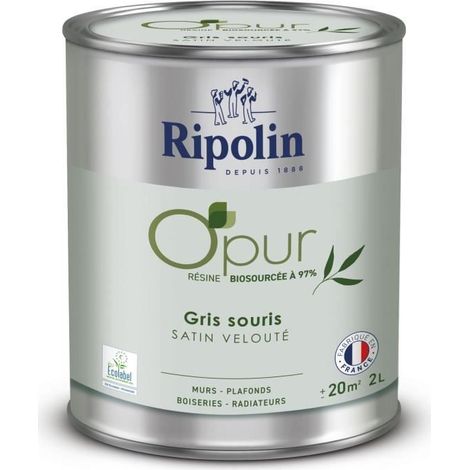O'PUR Wand-, Holz- und Heizkörperfarbe - RIPOLIN - 472827 - Mausgrau - Satin-Velours - 2 L