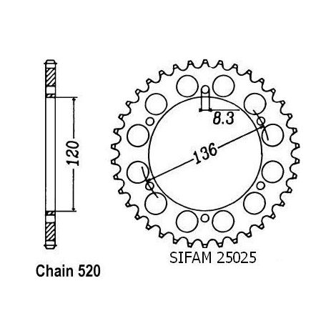 Couronne Acier Yamaha - 520 - 39 Dents - Similaire JTR846 - Made in Germany