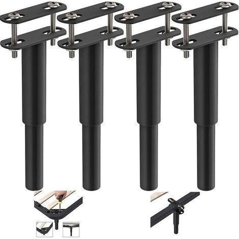 4pcs Pieds de lit réglables en métal rétractables de 18 à 33 cm - pour Meubles de Cuisine, placards, canapés, Lits (1/5)