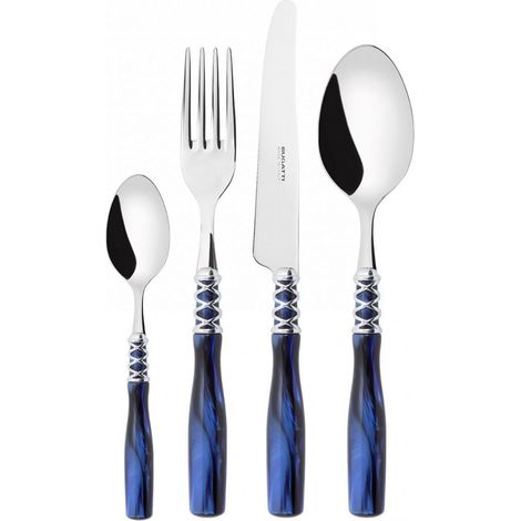 Caste Définit 24 pièces dans Mother Perperla Blue Wood Case Arianna ghiera cromata Bugatti
