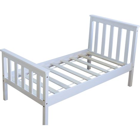 Lit pour enfant 70x140cm avec sommier à lattes en bois blanc LIT06080 (1/5)