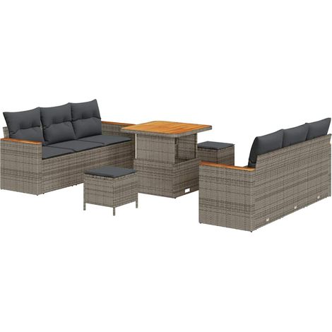 Maison Exclusive - Set Divano da Giardino con cuscino 11 pcs Grigio polyrattan