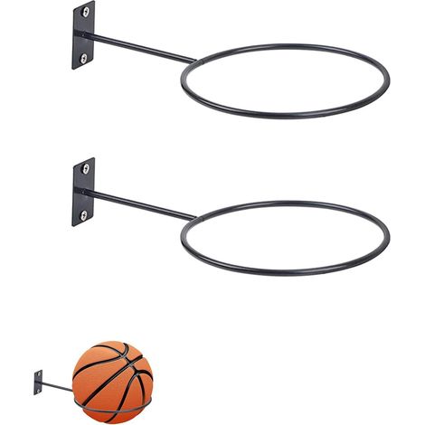 Filiyano – Support pour ballons - lot x2 - Râtelier à ballons - Râtelier à ballons en métal - Fixation murale - Universel - Noir (1/5)