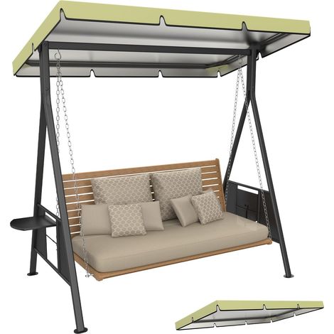 1Lot Balançoire Remplacement Auvent, 6.1x4.2x0.5 Pouce 600D Épaissi Oxford Patio Balançoire avec Toile Imperméable Tissu pour Extérieur Jardin/Cour/Parc/Porche/Patio [Beige] (1/5)