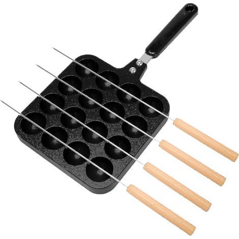 Moule à takoyaki en aluminium à 16 trous, plaque de cuisson, moule à boulettes de poulpe, plaque de cuisson pour la cuisine maison (1/5)