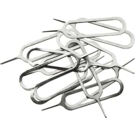 100 Pcs Aiguille Éjection Retrait Clip De Téléphone pour Compatible avec La Plupart des Téléphones Dissolvant De Carte Ouverture Éjection Acier Plateau Mobile Éjecteur Argent (1/3)