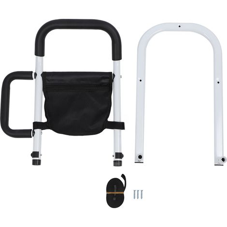 Barrière de sécurité pour lit de personnes âgées, barrière de sécurité antichute, garde-corps auxiliaire avec double main courante et sac de rangement, adapté aux patients âgés (1/5)