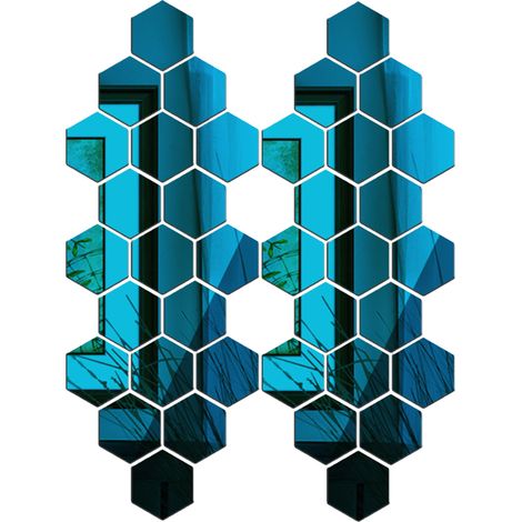 Sticker Miroir Acrylique - Forme Hexagonale 7 cm - Pour Décoration Murale Salon Chambre - Lot de 36 Pièces (1/5)