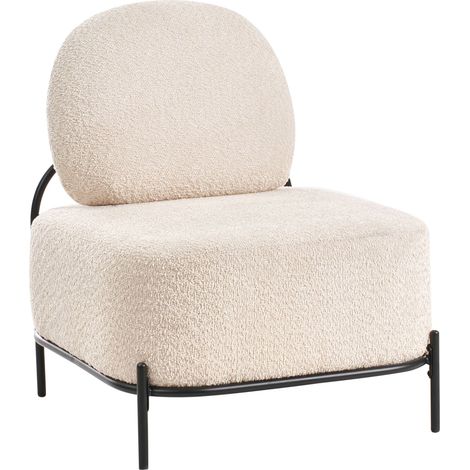 Poltrona imbottita con struttura in metallo Beige Lunde