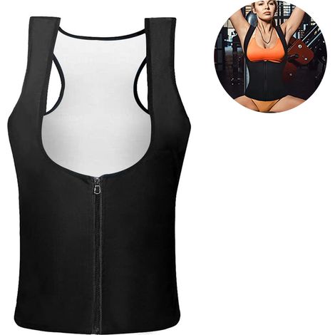 Chaleco deportivo, body reductor, manga corta, cremallera, efecto push-up, para uso diario (1/5)
