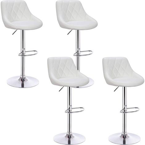 WOLTU 4er Set Barhocker Bistrohocker Tresenhocker Barstuhl aus Kunstleder Höhenverstellbar weiß (1/5)