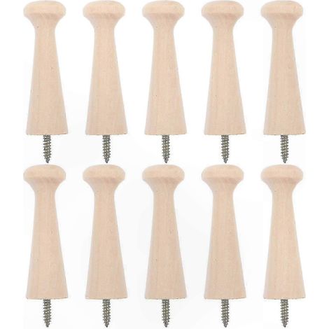 Lot de 10 chevilles à visser en bois pour crochets muraux (taille 25-26 mm)