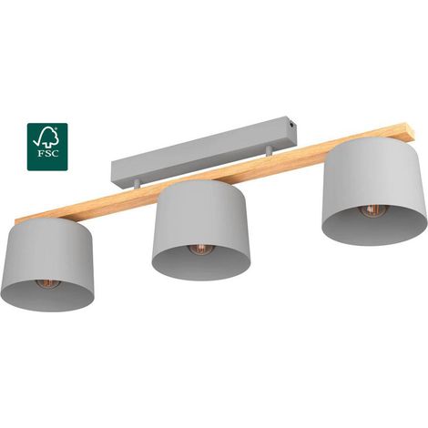 Plafoniera Minimal Mariel Acciaio Grigio Grigio Chiaro 3 Luci E27 (1/4)