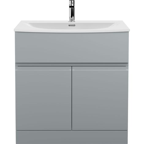 Hudson Reed Urban Floor Standing 2-Door Vanity Unit with Basin 4 Satin Grey - 800mm Wide (1/5)
